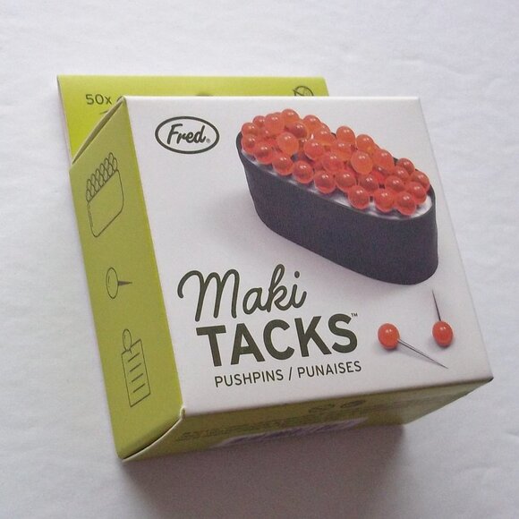 Fred Maki Tacks Sushi Pushpin & Holder Set NEW - Picture 3 of 6